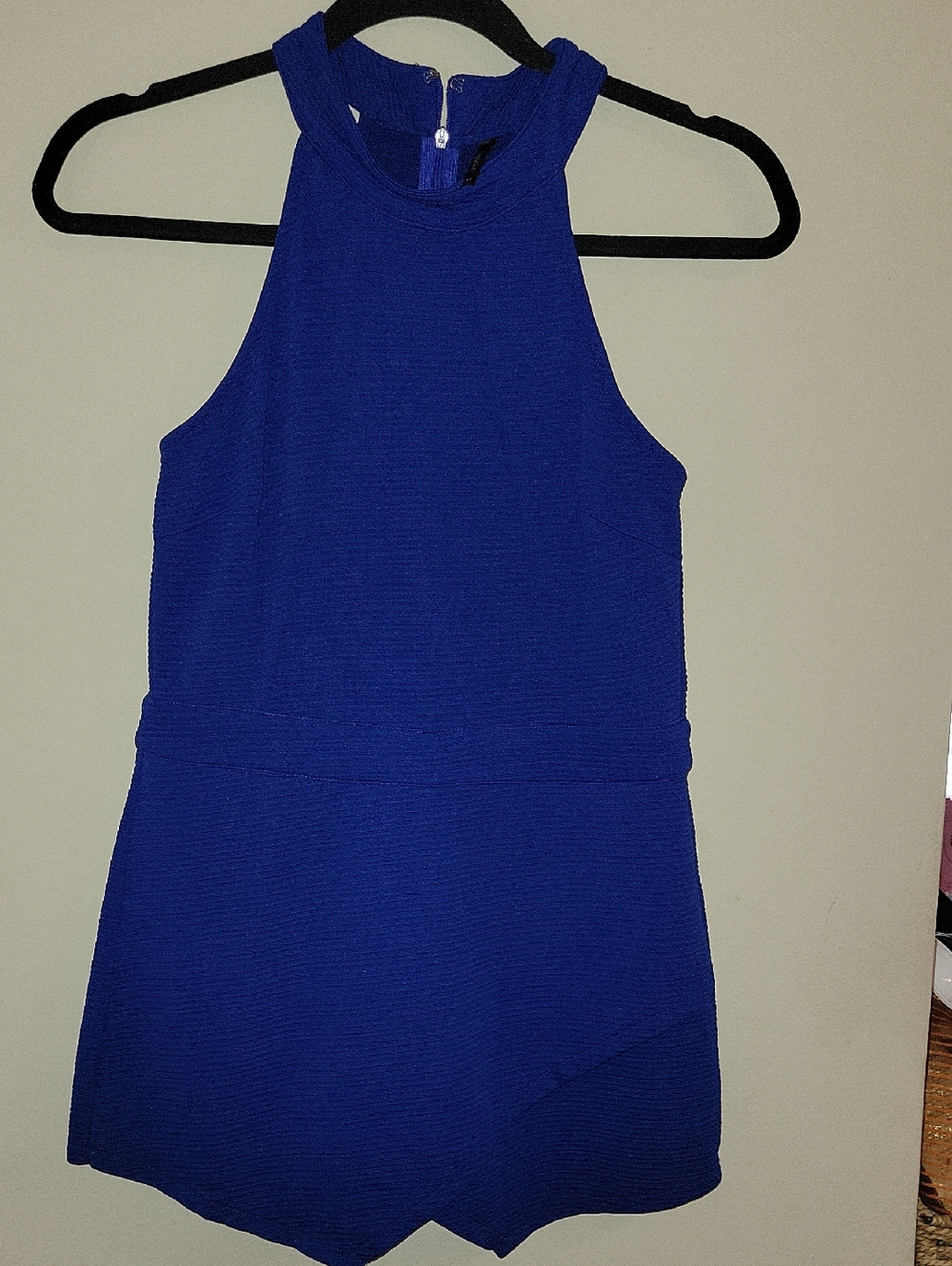 Royal Blue Halter Romper Jumpsuit - Women